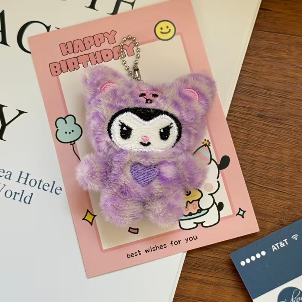 #6384 Hello Kitty & Friends Mini Purse Charm - Purple - Kuromi